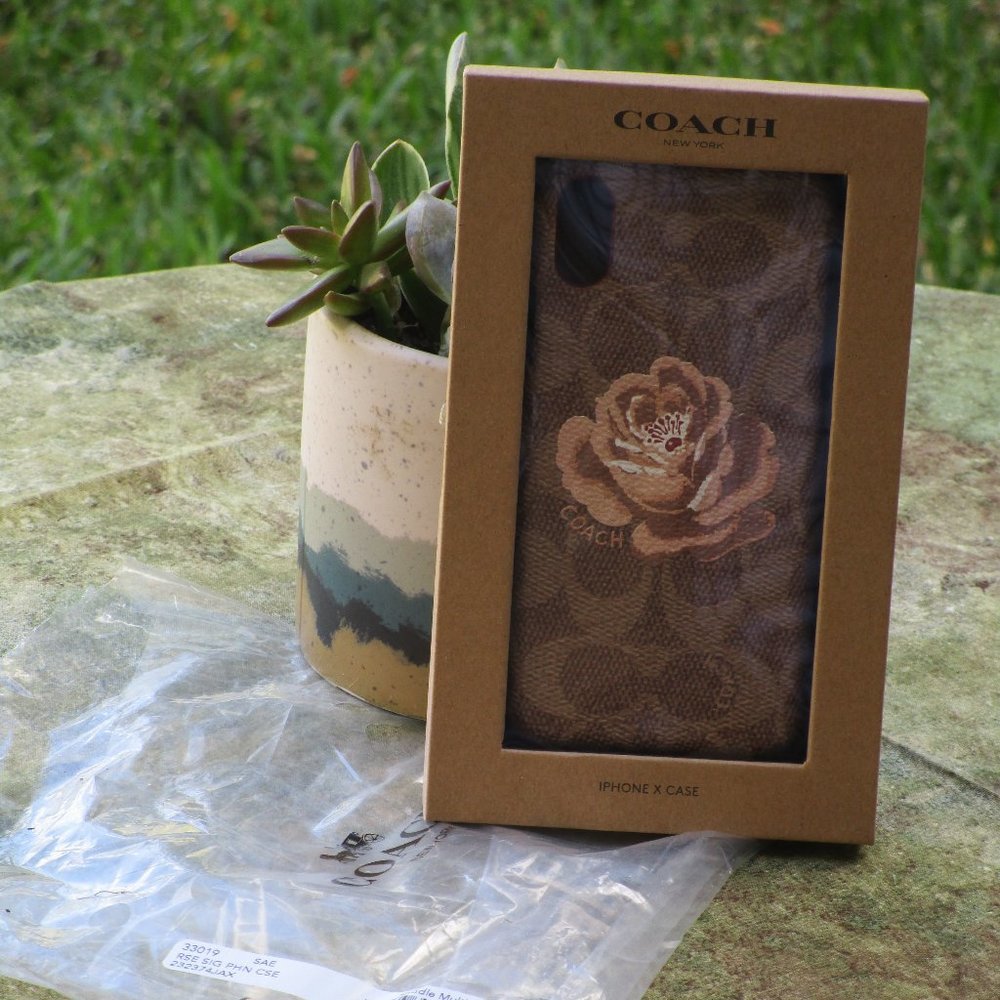 Iphone X Coach Case In Signature Rose Canvas